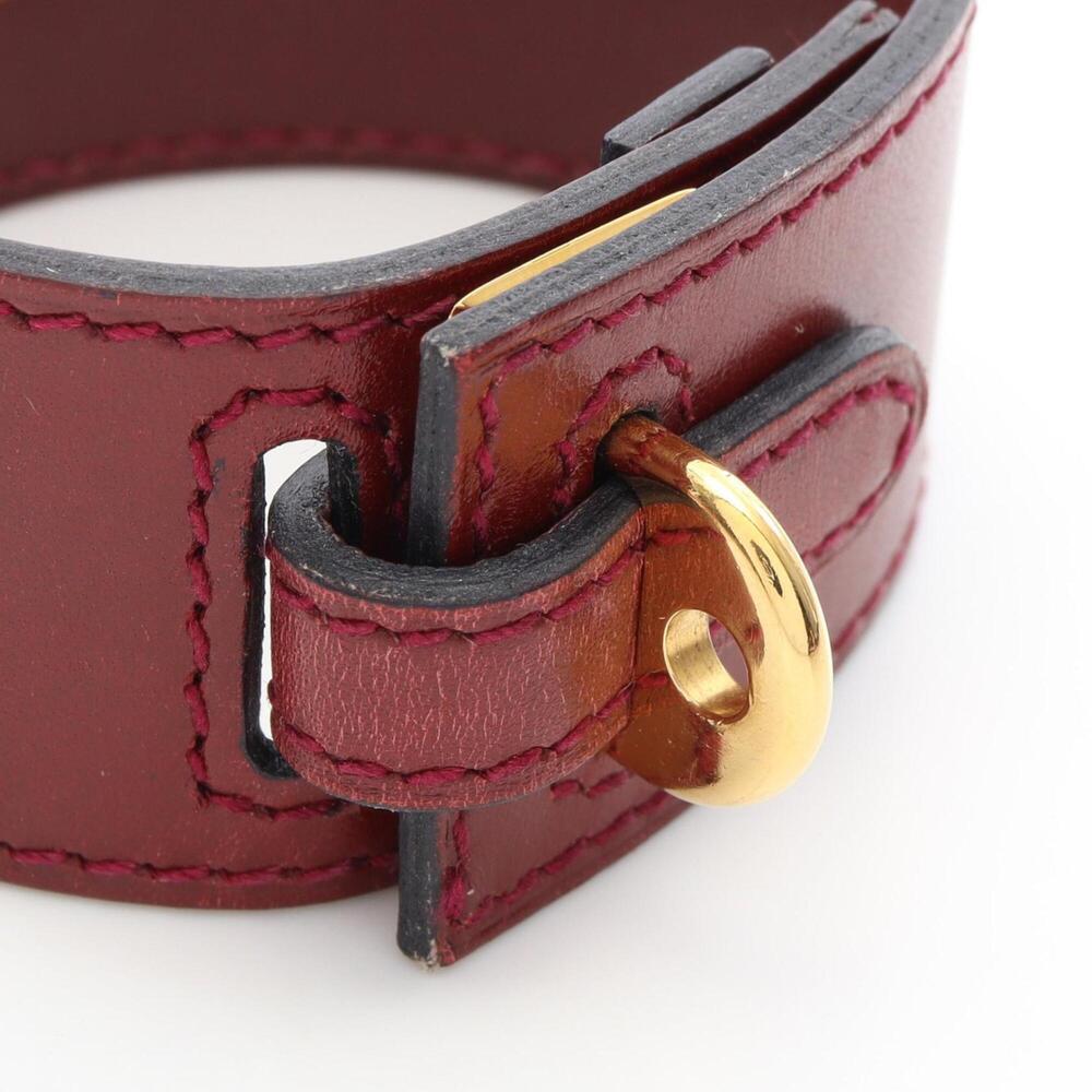 Hermes Artemis Bracelet, □E stamp, Gold Plated Leather, Women's, Red - Picture 3 of 9